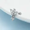 Aretes Perforados de Acero de Titanio Verticales para Agujeros de Oreja Aretes de Hélice de Acero Inoxidable con Circonita Joyería para Piercings Aretes de Flor para Labio con Rosca Externa