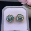 Aretes de Apatita Natural Frescos y Naturales Super Lujo Estilo Super Grande Tamaño de Piedra Principal: Plata 925 de 3*5 mm