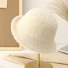 Sombrero de Cubo de Punto para Otoño e Invierno para Mujer, Sombrero de Cúpula Versátil con Textura de Terciopelo de Cordero, Sombrero de Pescador de Borde Torcido de Color Puro Estilo Coreano, Artístico
