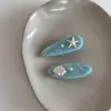 Grampo de Cabelo Estrela do Mar Ondulada Concha Presilha para Franja Concha Azul Marinho Estrela do Mar Acetato Clip Lateral de Alta Qualidade Acessório de Cabelo