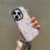 Funda de flor de mariposa azul lavanda adecuada para iPhone 16 Plus, Apple 15 color contrastante borde negro funda transparente de TPU