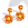 Brincos elegantes de prata S925 com broche e flor de margarida, estilo coreano, borla simples e distinta, joias para orelhas longas