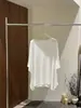 [Primeiro Lançamento] Camiseta de Verão Thirteen Lines em Tencel e Algodão de Alta Contagem de Fios Estilo Preguiçoso Solta Oversized com Fenda Manga Curta para Mulheres Tb8103
