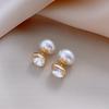 Brincos de pérolas de concha quadrada com pino de prata galvanizado ouro real, estilo francês, vintage, leve, luxuoso, acessórios de orelha de alta qualidade para mulheres