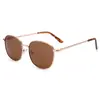 Óculos de Sol Transfronteiriços Armação Oval Clássica Proteção Solar para Viagem Moda Simples Protetor Solar para Verão Óculos de Sol de Metal Atacado