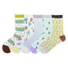 Meias Femininas Sem Costura Outono/Inverno Meia de Cano Médio Meia Longa com Flor em Relevo Artístico Design de Nicho Senso Retrô Meias Largas