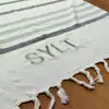 Toalla de playa turca con borlas transfronteriza, toalla de baño a rayas tejidas por color, personalizable con impresión de logotipo, bordado para exteriores y diseños impresos