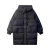 Abrigo Largo de Plumas para Mujer con Botones de Cuerno, Largo por Encima de la Rodilla, Nuevo Modelo Invierno 2026, Con Capucha, Engrosado, Plumón de Pato Blanco, Chaqueta Cálida