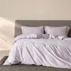 Atacado minimalista cor sólida 100s fio penteado duplo algodão de fibra longa conjunto de 4 peças para cama toque de luxo 500TC capa de edredom 100% algodão lençol de cama
