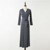 Vestido Elegante de Estilo Francés Vintage con Estampado, Cuello en V, Corte Ajustado, Manga Larga, Estilo Cruzado para Mujer, Nuevo Modelo Primavera y Otoño 2026