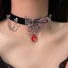 Collar con borla de circonita y mariposa hueca exagerada, gargantilla, accesorios para el cuello, diseño de nicho