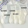 Meias femininas de cano médio azul claro com laço para primavera e outono, fofas e versáteis, estilo esportivo, versão coreana, frescas e simples