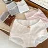 Cintura con ribete de encaje, bragas de algodón puro para mujer con un estilo juvenil e inocente, talla 10A, con refuerzo extendido y ensanchado
