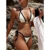 Biquíni Maiô Slimming Figure-Flattering com Cordão e Detalhe de Conchas, Novo Estilo Europeu e Americano para Férias na Praia 2026