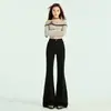 Pantalones de Mezclilla Acampanados de Longitud Completa Versátiles Estilo Americano Chica Picante para Mujer