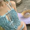 Bikini de tres piezas para mujer estilo ins sexy de Corea del Sur transfronterizo, encaje estilo deseo puro