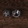 Cuentas Espaciadoras Base de Plata Sanqi Tibetano Madreselva DIY Wenwan Pulsera de Cuentas de Oración Budista Pulsera Accesorios Retro Accesorios de Base de Flor Hueca
