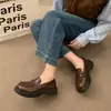 Mocasines Versátiles de Suela Gruesa sin Cordones para Mujer, Zapatos Negros Individuales, Zapatos Pequeños de Cuero Estilo Británico para Mujer, Nuevo Estilo Caliente Primavera 2025