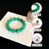 Pulsera de Jade con Patrón de Dragón Verde Natural, Ágata Flor de Hielo Redonda, Calcedonia Verde Pulsera Vintage al por Mayor