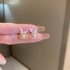 Pendientes de plata S925 con diseño elegante y moderno de conejo perla de Corea del Sur