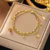 Pulseira Dupla Camada de Aço Titânio Bafanglaicai Feminina Estilo Japonês e Coreano Simples Fashion Pulseira da Moda Celebridade da Internet Design de Nicho da Moda