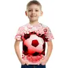 2026 Nueva Camiseta de Manga Corta con Estampado 3D de Patrón de Fútbol Iridiscente Suelta para Hombres y Niños Nueva Moda Camiseta Corta
