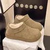 Sapatos casuais populares forrados com fleece para mulheres, coleção de inverno 2024, novo estilo, botas de neve "batata pequena", mocassins casuais quentes e confortáveis, sapatos de algodão
