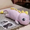 Almohada de dinosaurio a cuadros para que las niñas duerman en la cama, peluche calmante, almohada larga para que las mujeres embarazadas duerman de lado con las piernas entre la almohada y la cama