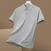 Verão Novo 2024 Ice Silk Polo Shirt manga curta homens Casual Light Luxury Lapp Sports Solid Color Top T-shirt masculina