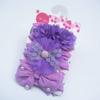 Novo Elástico de Cabelo Infantil Conjunto de Três Peças Faixa de Cabeça Macia de Nylon para Bebê Conjunto de Três Peças Acessório de Cabelo com Flor de Gaze para Bebê Menina Transfronteiriço