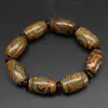 Pulsera de Ágata Amarilla Chalcedonia Ojo Amarillo Dzi de Xizang Tianyan, Dzi de Longan en Una Línea, para Hombres y Mujeres, Suministro al por Mayor