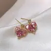 Pendientes de Corazón Rosa con Aguja de Plata 925 para Mujer Estilo K Súper Brillantes Elegantes Simples Pendientes de Corazón Melocotón Lujo Accesible Diseño