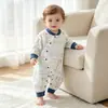 Mameleco de algodón puro para bebé recién nacido, de apertura lateral sin costuras, ropa para bebé Clase A de manga larga para primavera y otoño, pijama, traje para gatear