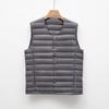 Chaleco de plumón Pinghu para hombre, chaqueta ligera de plumón, con cuello redondo, color liso, talla grande, para otoño e invierno