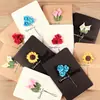 Criativo Handmade Papel Flor Cartão Mensagem Cartão DIY Vintage Papel Kraft Flor Seca Cartão Festival Universal Cartão Aniversário
