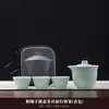 Conjunto de Chá de Viagem Simples de Cerâmica Preta para Exterior Cerâmico Portátil para Preparo de Chá Caixa de Presente Xícara de Chá Rápida Kung Fu com Impressão de Logo