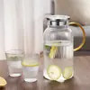 Jarra de Água de Vidro para Uso Doméstico, Bule Resistente a Altas Temperaturas, Conjunto de Jarra de Grande Capacidade para Suco e Água Fria