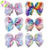 AliExpress europeo y americano de 8 pulgadas moda de línea clip para el pelo de flor de burbuja grande arcoíris clip para la cabeza infantil de lazo JOJO