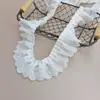 6cm de ancho blanco arroz doble capa gasa cuentas para uñas encaje encaje cien plisado accesorios falda boca vestido de bebé estilo Lolita