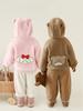 Chaqueta con Capucha de Peluche de Animales para Niñas Qiu Duo Meng 2026 Invierno Ropa Exterior Cálida y a Prueba de Viento Infantil Abrigo Grueso