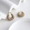 Diseño de Moda Principal de Nicho Europeo y Americano, Pendientes Exquisitos Estilo Bolso de Lujo Ligero Microincrustados con Circonita y Elementos de Nota Musical
