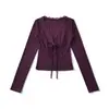 Bt933-25 Novo Estilo Outono Estilo Europeu e Americano Puro Luxo Sexy Renda Decote V Alça Costura Top Camiseta