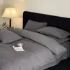 Juego de ropa de cama de cuatro piezas de alta cuenta, 100% algodón, lavado, tejido grueso, jacquard tridimensional, perchado, estilo retro, que incluye una funda de edredón de algodón puro, sábana y sábana bajera