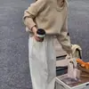 Suéter de Gola Redonda Novo Outono e Inverno Europeu Feminino Cor Sólida Estilo Preguiçoso Elegante Joker Casual Slimming Suéter Pulôver