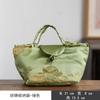 Bolsa de almacenamiento de tela de brocado para una o dos tazas, con diseño de pino y nubes, ideal para ceremonias de té portátiles con bolsita de viaje.