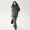 Conjunto de Punto para Mujer Cardigan de Cachemir con Cuello Polo y Bolsillos Cintura Elástica con Cordón Pantalones Planos Rectos Nuevo Estilo Otoño e Invierno