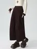 Calças pantalona de veludo cotelê, calças casuais de perna reta para mulheres, nova coleção outono/inverno 2026, relaxadas e casuais, calças cropped de perna larga