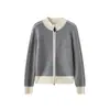 Cárdigan de Punto de Moda con Bloques de Color, Cuello Semi-Alto y Mangas Largas para Mujer, Nuevo Estilo Otoño e Invierno 2026, Top de Mezcla de Lana y Cachemira
