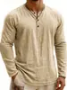 Roupas masculinas de verão europeias e americanas transfronteiriças, camisa henley bicolor com estampa digital de 3 botões, manga longa casual masculina com estampa 3D