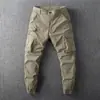 Calças de trabalho masculinas leves, corte slim retrô, com punho, multi-bolsos, calças compridas casuais, calças esportivas de corrida de perna estreita, secagem rápida